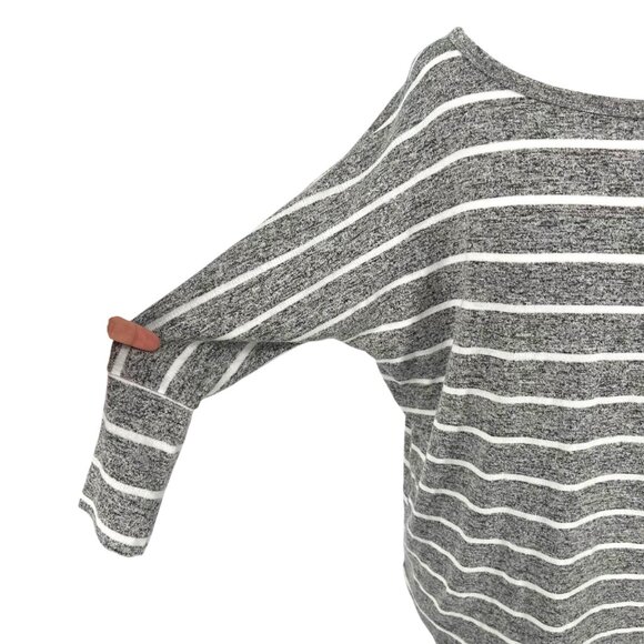 Market & Spruce Striped Gray Boat Neck Top Size Medium - Picture 4 of 9